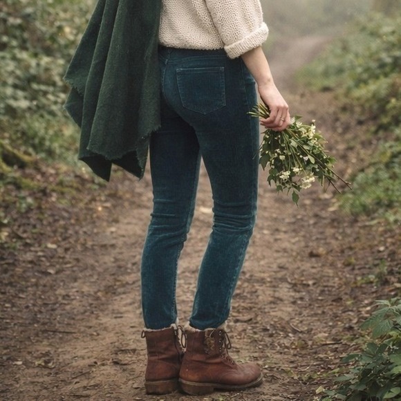 LOFT Pants - LOFT Modern Skinny Corduroy Pants Teal Women's Size 4 Elfcore Forest CottageCore